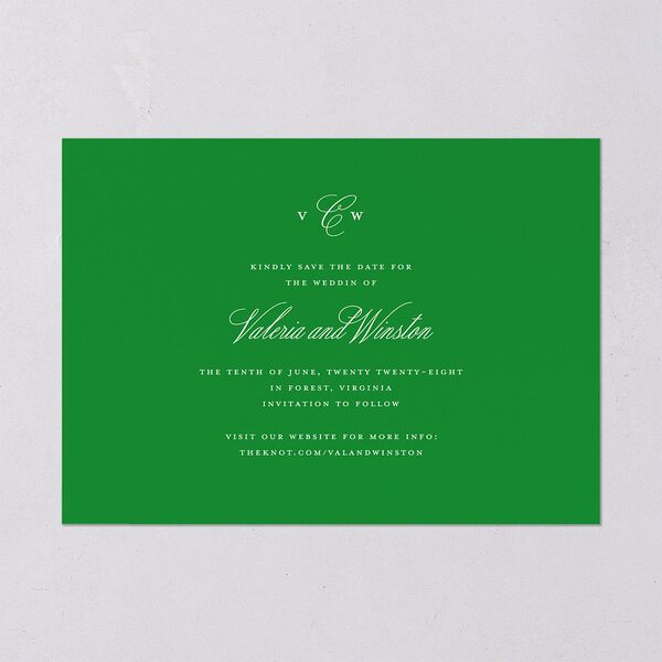 Elegant Eclectic Save the Date Cards Jewel Green Signature smooth Blank No Standard