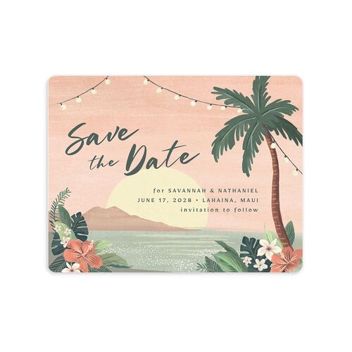 Vintage Hawaiian Island Save The Date Magnets Eucalyptus Magnet Paper