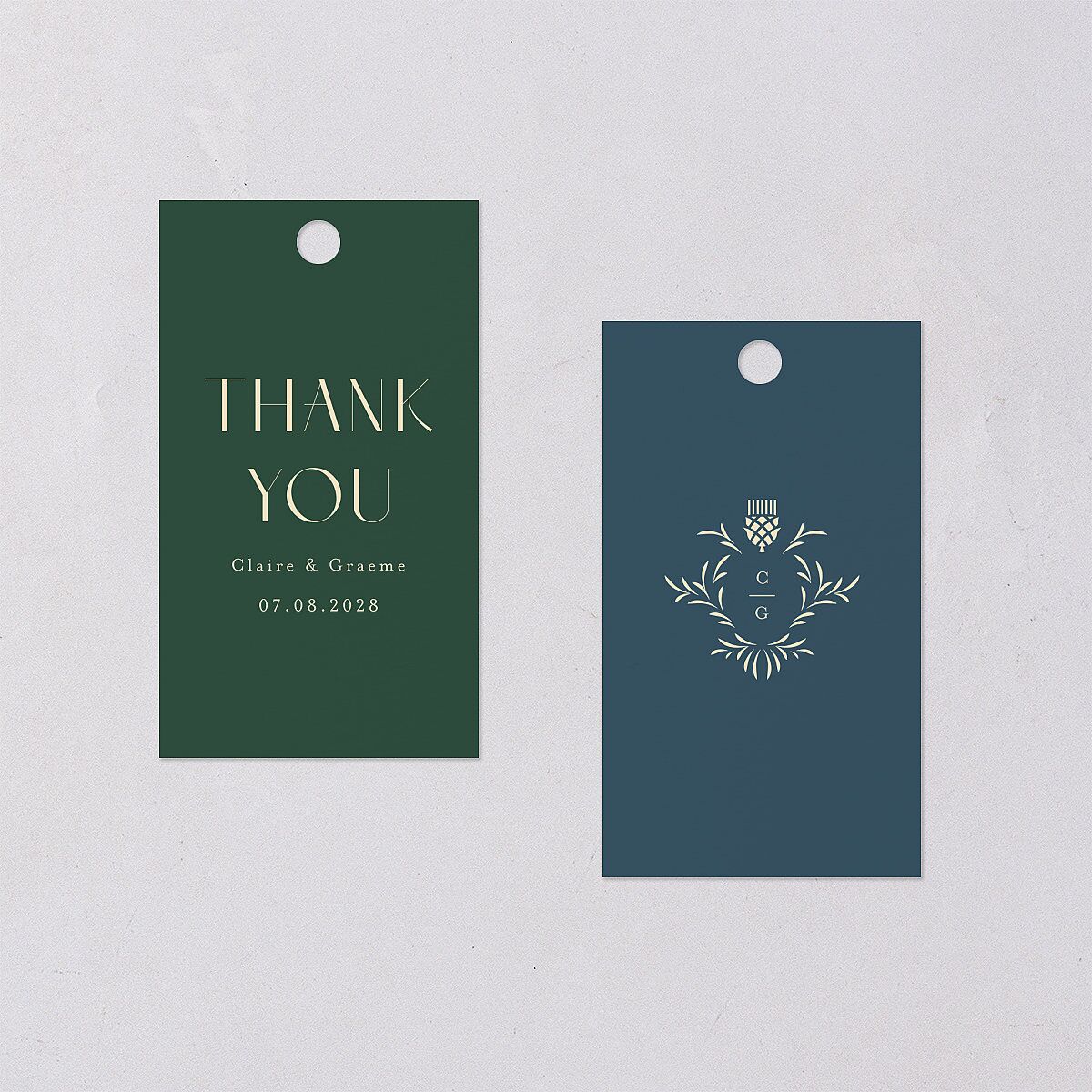 Tartan Crest Favor Gift Tags Moody Blue Signature