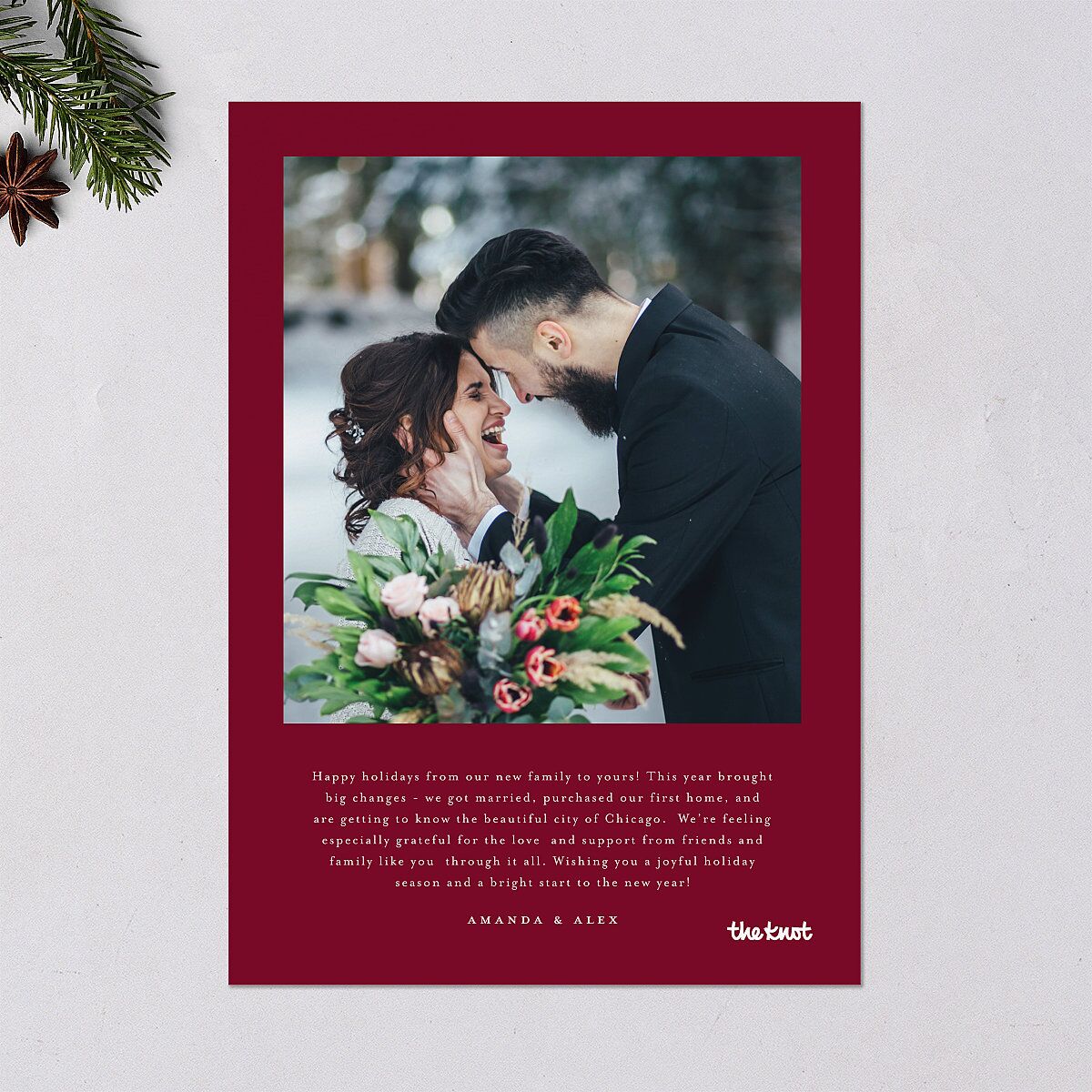 Portrait Gallery Holiday Holiday Cards Burgundy Signature Blank Standard Portrait