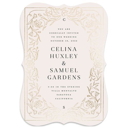 Floral Opulence Foil Wedding Invitations Gold Blossom Signature Blank No Bracket