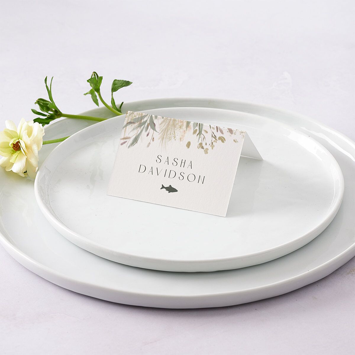 Ethereal Pampas Place Cards Gold Thyme Signature