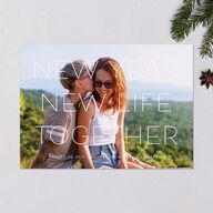 Bright New Year Holiday Cards Tan Signature Blank Standard Landscape