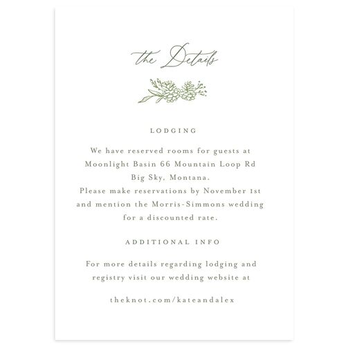 Romantic Branches Wedding Event Detail Cards Eucalyptus Signature Standard