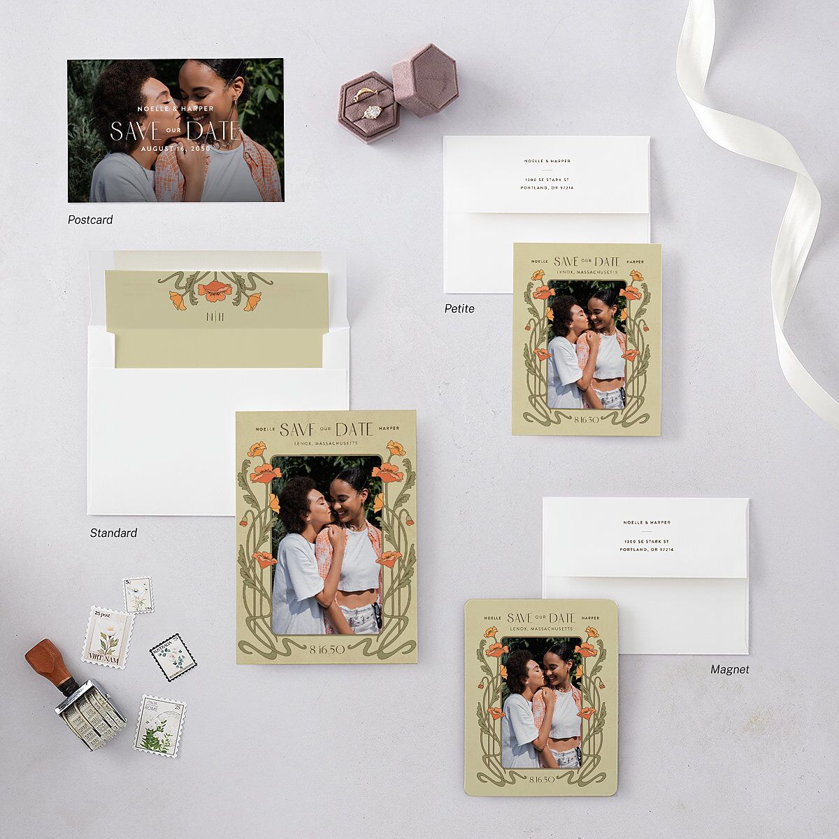 Vintage Nouveau Save The Date Postcards — view 3