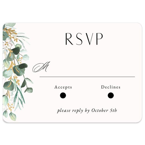 Timeless Floral Hoop Wedding Response Cards Gold Pure White Signature Rounded