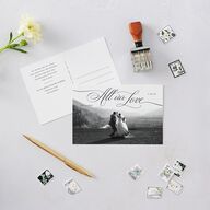 Grand Calligraphy Thank You Postcards Medieval Grey