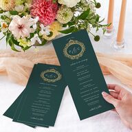 Glamorous Crown Monogram Crest Wedding Programs by Bridgerton Gold Deep Lake Signature