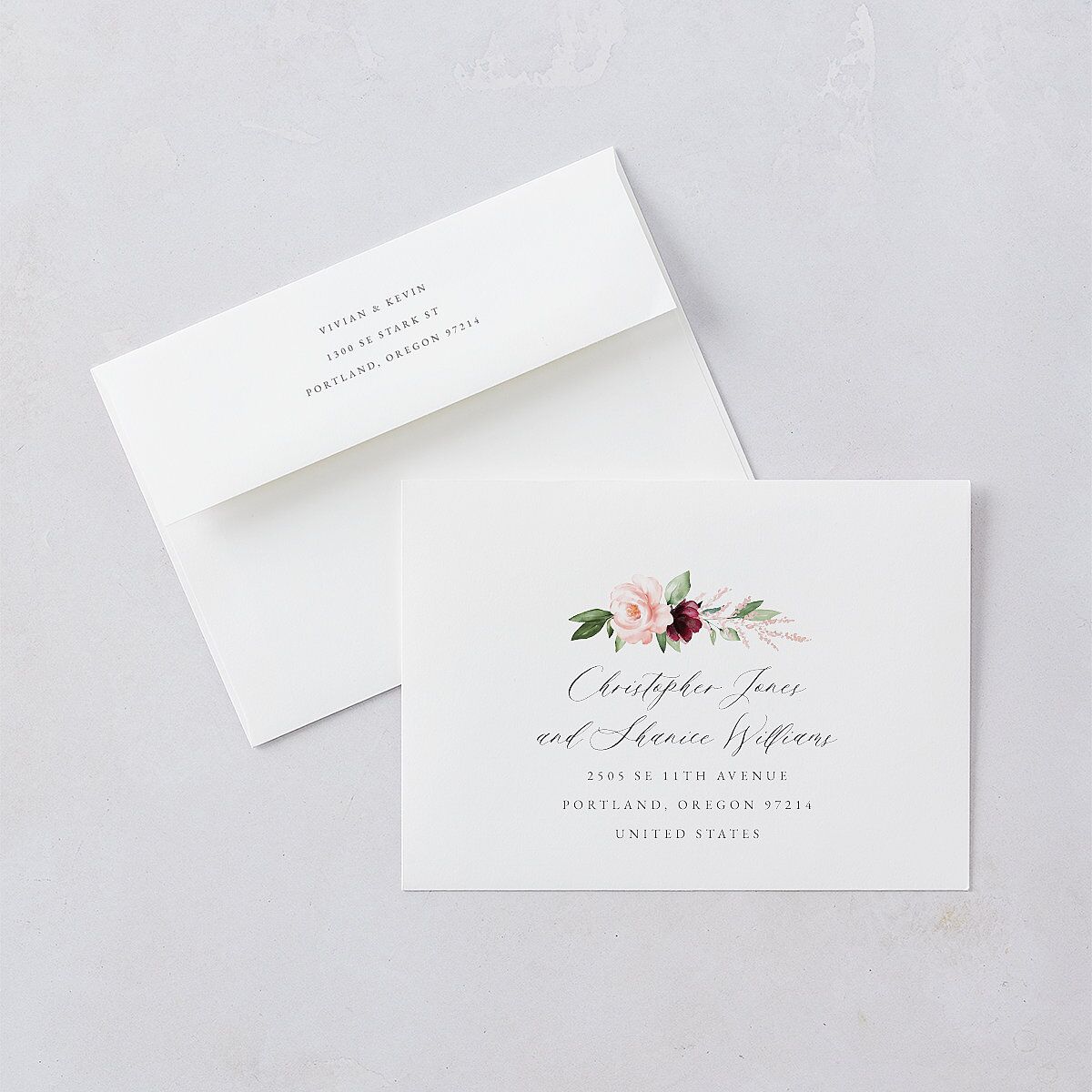 Beloved Floral Foil Wedding Invitations Rose Gold Dark Berry Signature Blank No Standard