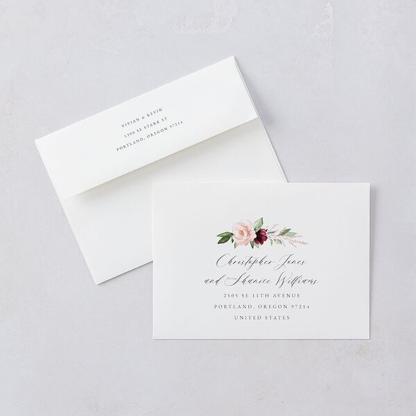 Beloved Floral Foil Wedding Invitations Rose Gold Dark Berry Signature Blank No Standard