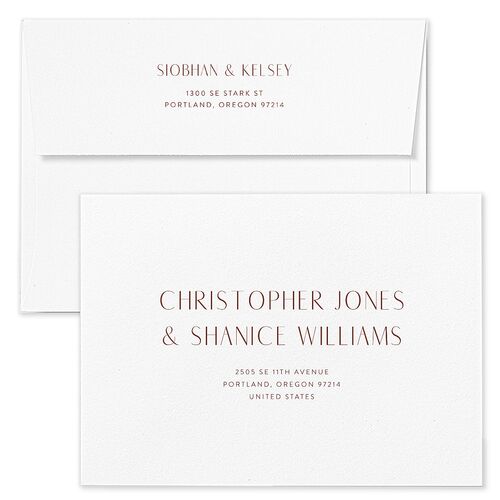 Regal Pampas Save The Date Card Envelopes White Chestnut Recipient Address Signature Standard