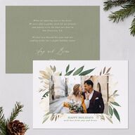 Holiday Greenery Frame Holiday Cards Deep Olive Signature Blank Standard Landscape