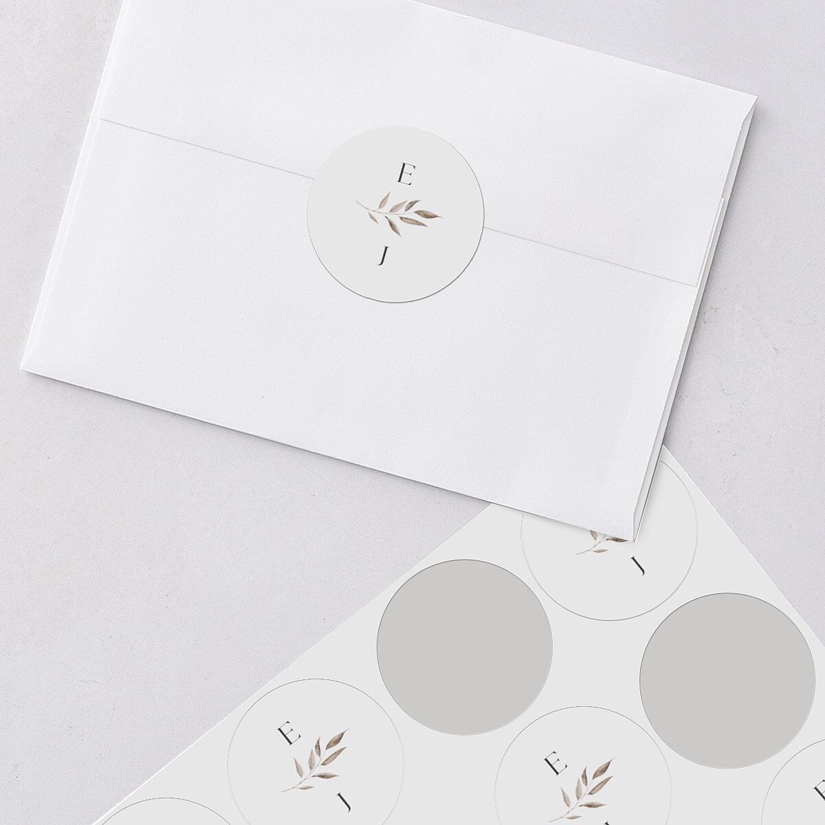Leafy Rustic Monogram Wedding Stickers Cotton Sticker