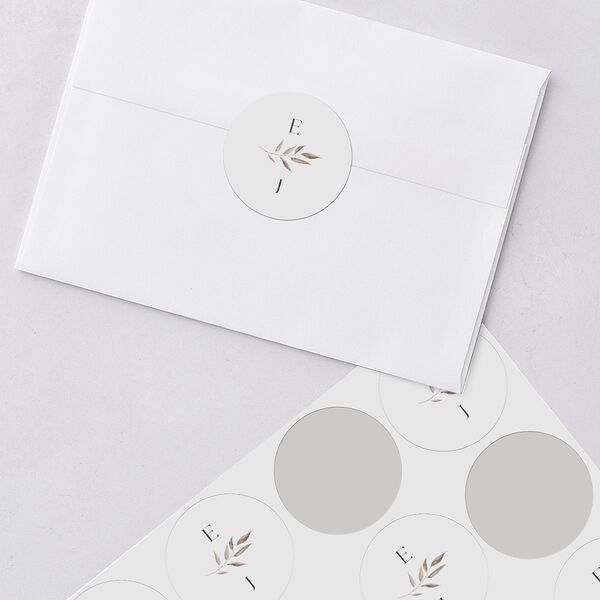 Leafy Rustic Monogram Wedding Stickers Cotton Sticker