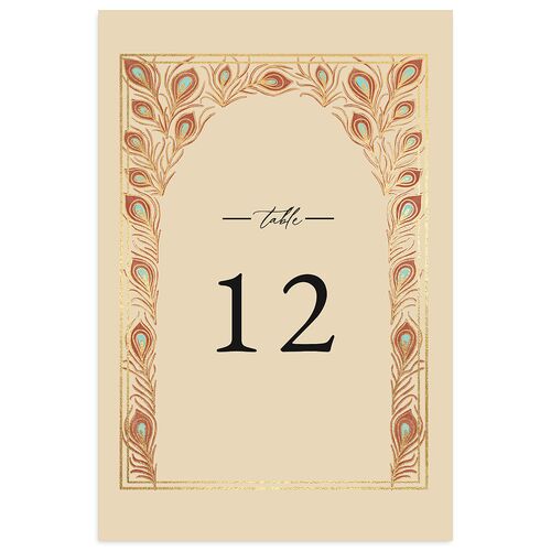 Peacock Nouveau Table Numbers Gold Tan Signature