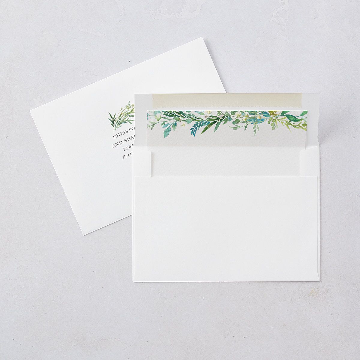 Leafy Monogram Hoop Save the Date Cards Pure White Signature smooth Blank No Standard