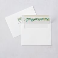 Leafy Monogram Hoop Save the Date Cards Pure White Signature smooth Blank No Standard