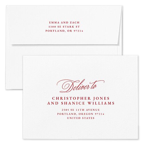 Happy Holidays Calligraphy Holiday Card Envelopes White Pure White Both Recipient and Return Addresses Standard Signature