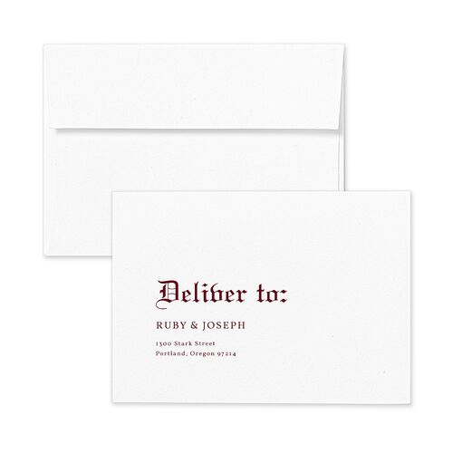 Minimalist Gothic Photo Response Card Envelopes Kraft Ruby Return Address Signature Standard