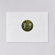 Technicolor Calligraphy Photo Wedding Stickers Pure White Circle
