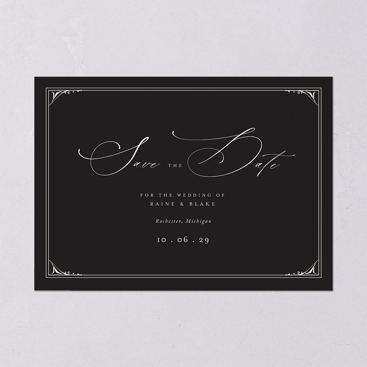 Vintage Gothic Save The Date Cards Licorice Signature smooth Blank No