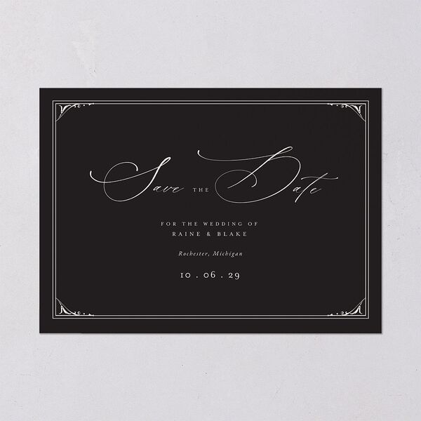Vintage Gothic Save The Date Cards Licorice Signature smooth Blank No