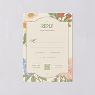 Floral Vintage Lattice Wedding Response Cards Champagne Signature Standard