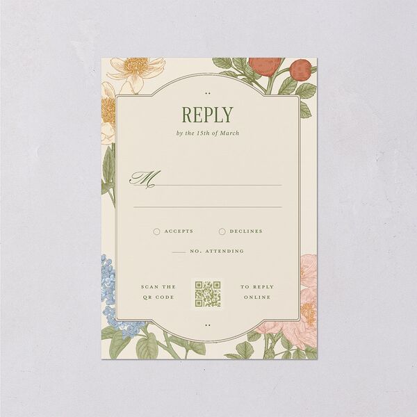 Floral Vintage Lattice Wedding Response Cards Champagne Signature Standard