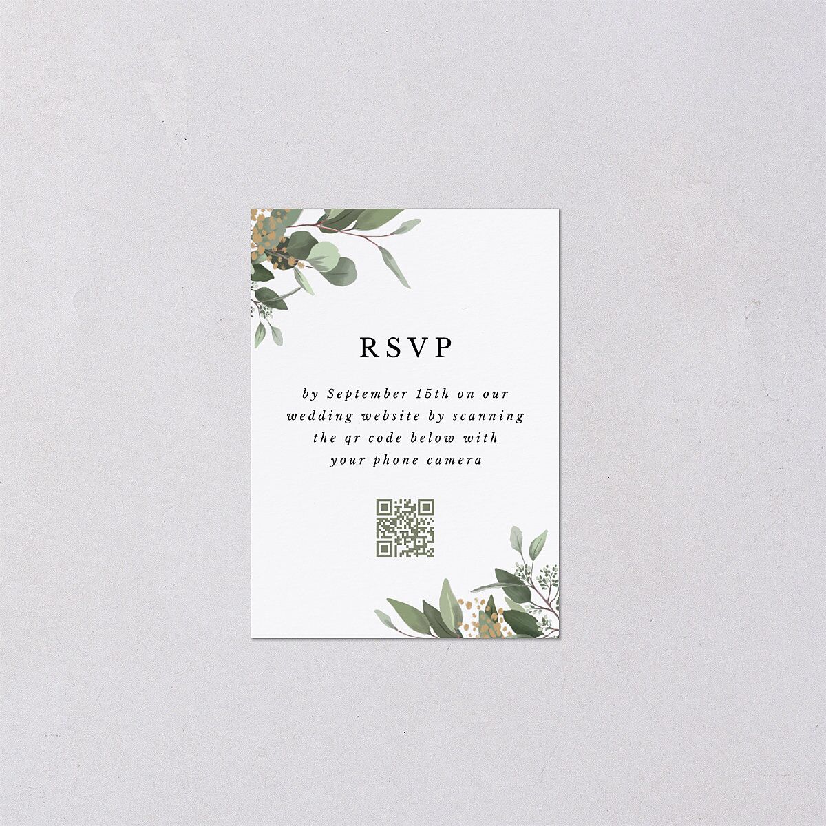 Eucalyptus Frame QR Code RSVP Cards — view 1
