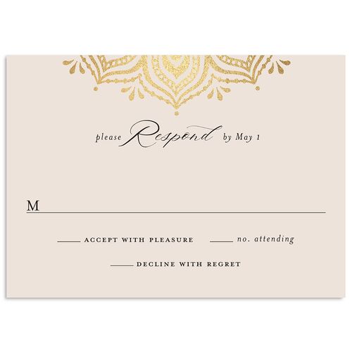 Indian Gilded Adornment Wedding Response Cards Gold Sand Signature Standard