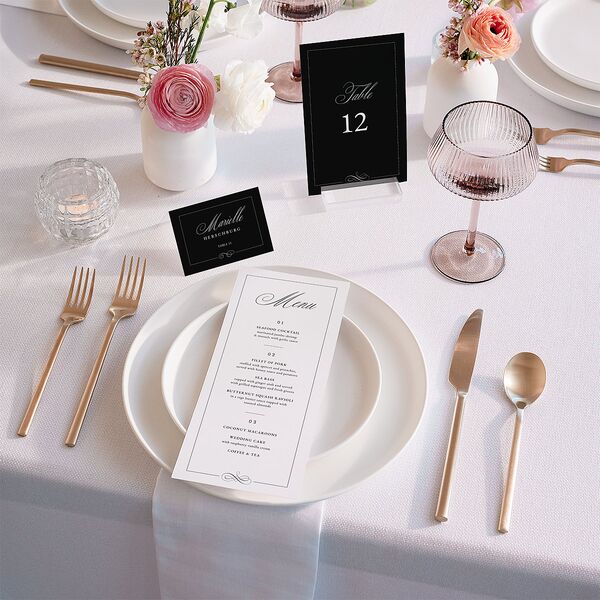 Classic Romantic Photo Place Cards Licorice Signature