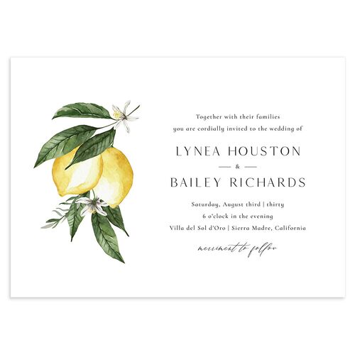 Botanical Lemon Wedding Invitations Buttercup Signature Blank No