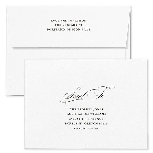 Branches Monogram Wedding Invitation Envelopes Linen Rose Return Address Standard Signature