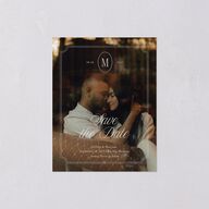 Elegant Oval Monogram Save the Date Petite Cards Sand Signature smooth Blank No Standard