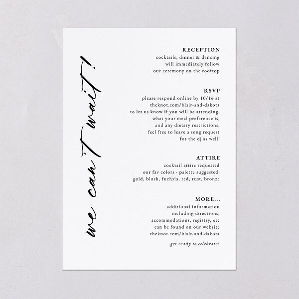 Vertical Names Wedding Invitations Pure White Signature Blank No Standard
