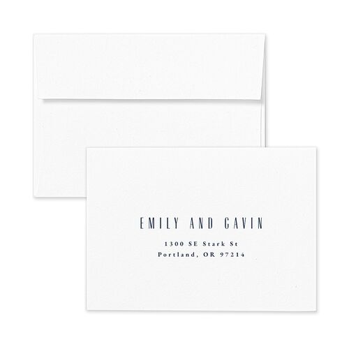 Vintage Deco Wedding Response Card Standard Envelopes White Moody Blue Return Address Signature Standard