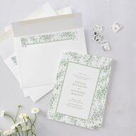 Antique Garden Lace Floral Wedding Invitations Moss Signature Blank No Standard