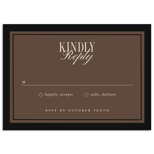 Elegant Diamond Pattern Wedding Response Cards Deep Bronze Signature Standard