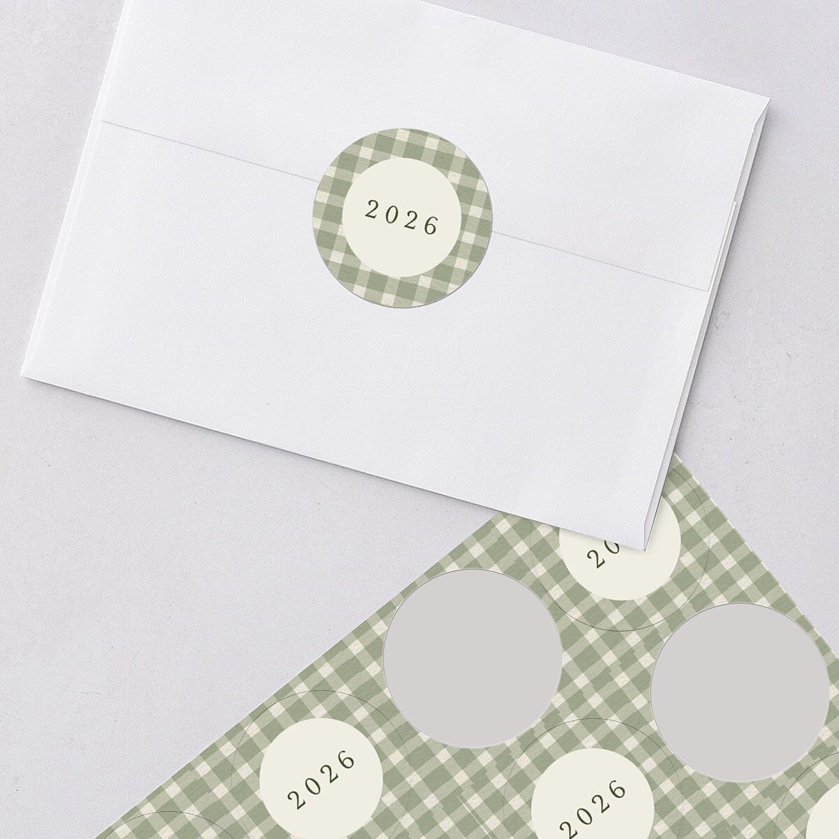 Holiday Buffalo Check Holiday Stickers Moss Circle