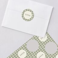Holiday Buffalo Check Holiday Stickers Moss Circle