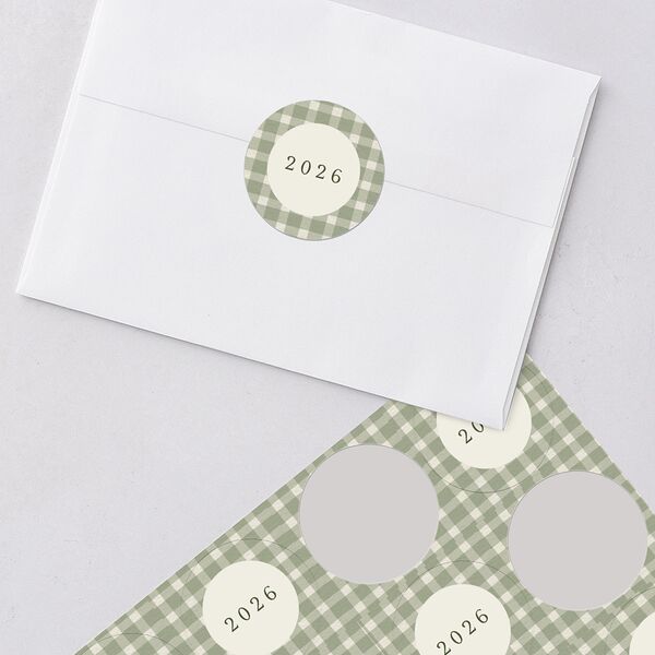 Holiday Buffalo Check Holiday Stickers Moss Circle