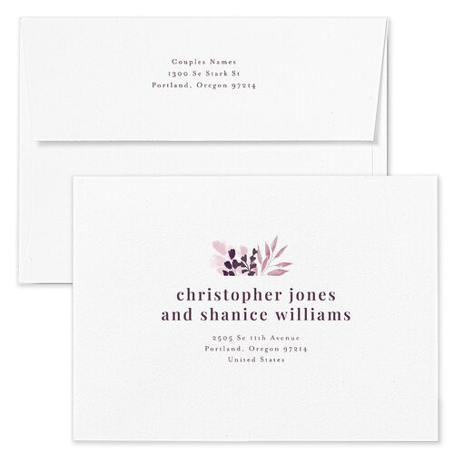 Ethereal Frame Bridal Shower Invitation Envelopes White Standard Eggplant Recipient Address Signature