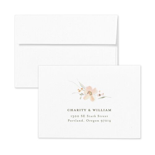 Floral Photo Response Card Envelopes Blush White Return Address Signature Standard