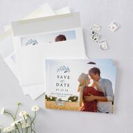 Classic Greenery Save The Date Cards Ocean Signature smooth Blank No Standard