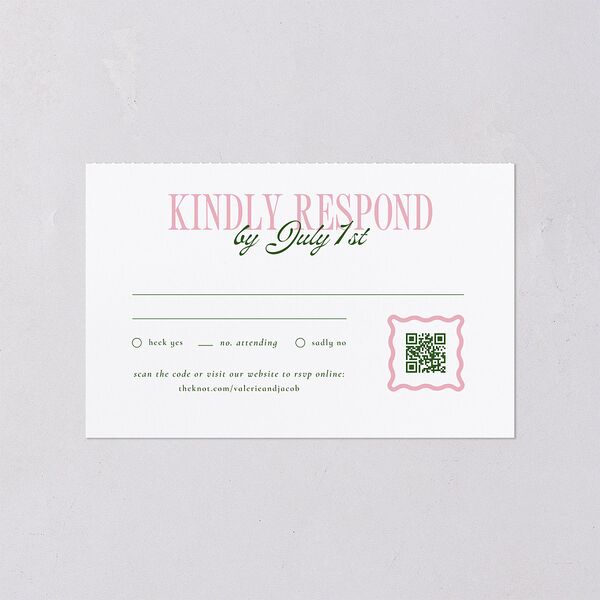 Wavy Frame Photo All-in-One Wedding Invitations Scottish Green Signature Light Both Recipient and Return Addresses No