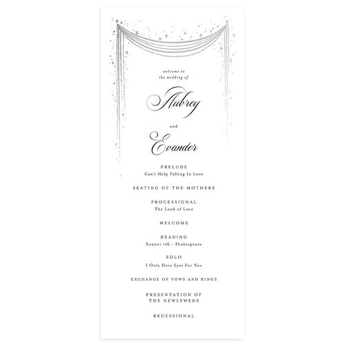 Fairytale Luxury Foil Wedding Programs Silver Pure White Signature
