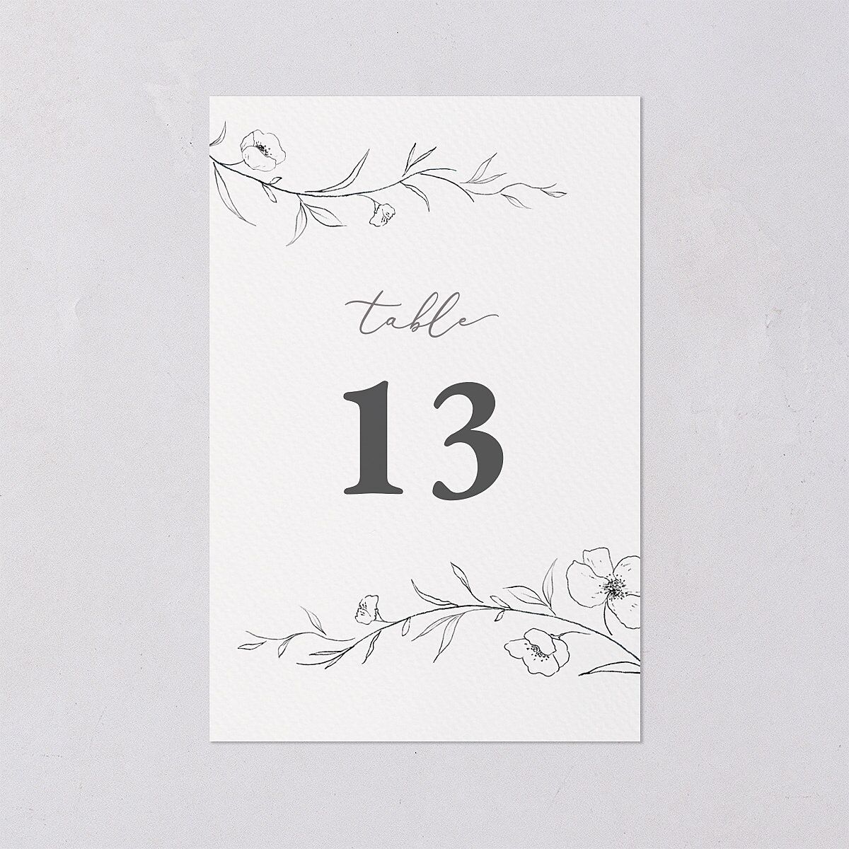 Graceful Botanical Table Numbers Shadow Gray Signature