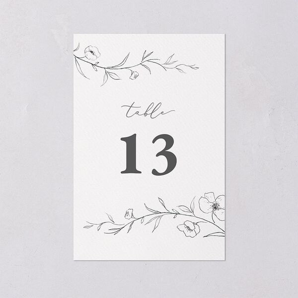 Graceful Botanical Table Numbers Shadow Gray Signature