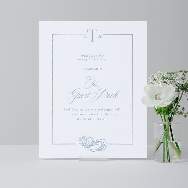 Coastal Oysters and Anchors Standard Tabletop Sign Small Sea Blue Standard Indoor Foam Core S Tabletop Table