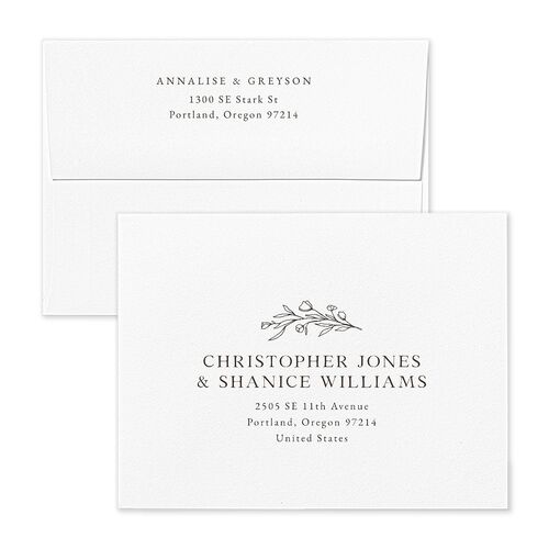 Simple Rustic Wreath Save the Date Petite Card Envelopes Rose Taupe Both Recipient and Return Addresses Signature Standard
